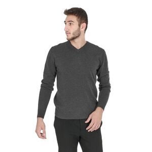 Crown of Edinburgh Cashmere VNeck Jumper Charcoal Slim Fit Men Dark gray